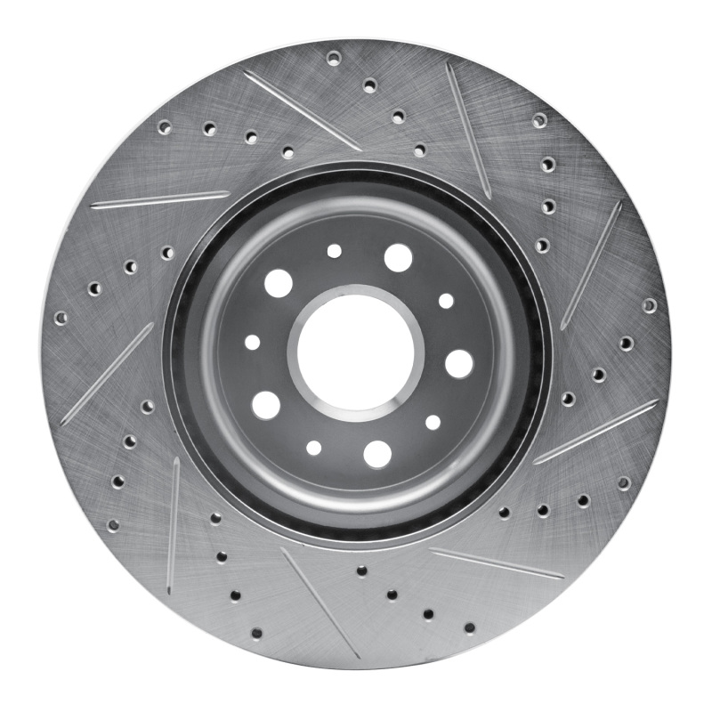 Cadillac CT5 Brake Rotor (1) - Front Left - R1 Concepts - Drilled & Slotted - Silver - `14-`25